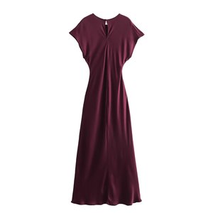 TAOP&ZA 2026 Abito Midi Estivo da Donna <span class=keywords><strong>Stile</strong></span> Europeo e Americano Semplice ed Elegante a Maniche Corte con Scollo Rotondo 9878280 - Product Image 3