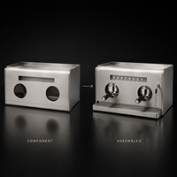 Boîtier métallique personnalisé pour machine à expresso, finition satinée pour boîtier à deux groupes, logo et couleur personnalisés, pièces semi-automatiques OEM ODM