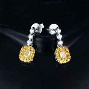 Offre Spéciale <span class=keywords><strong>boucles</strong></span> <span class=keywords><strong>d</strong></span>'<span class=keywords><strong>oreilles</strong></span> en or 18k 0.39ct avec diamants jaunes naturels pour femmes - Product Image 1