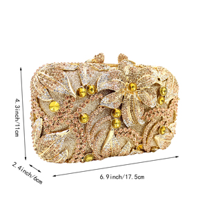 Bolso de Mano Elegante con Pedrería y Flores para Mujer, Bolso de Noche con Cristales para Baile, Reuniones, Cenas y Eventos - Product Image 6