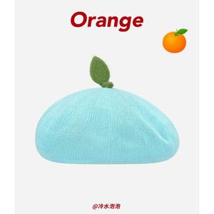 Chapeau béret fille mignon et doux de style japonais grand orange respirant et polyvalent pour les femmes pour l'hiver pour les peintres de fruits - Product Image 4