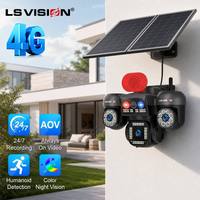 Caméra de sécurité LS VISION 3K à 3 objectifs et 3 écrans, AOV 4G, alimentée par énergie solaire, panneau solaire double 15W, batterie 12000mAh, suivi automatique PTZ