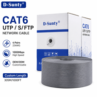 Câble LAN Cat6 UTP S/FTP OEM ODM 23AWG 4 paires 8 conducteurs en cuivre nu massif CCA gaine PVC certifié CE/ROHS 305m Communication