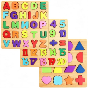 Tablero de Madera 3D con Alfabeto y Números, Juguete Educativo para Niños, Unisex - Product Image 1