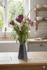 Ramo de Flores Artificiales de Tulipanes Morados Oscuros y Orquídeas con Manchas, Ramo de Flores Artificiales de Tacto Real para Decoración de Mesa de Casa de Campo - Product Image 4