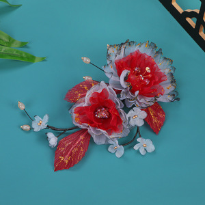 Collection Printemps 2025 – Pince à Cheveux Originale Faite Main Style Antique Haut de Gamme avec Dégradé de Feuille d'Or et Pivoine, Idéale pour Maquillage et Coiffure Hanfu - Product Image 4