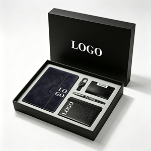 Coffret cadeau de bureau en cuir 5 en 1 avec logo personnalisé, comprenant un carnet A5, un stylo, un porte-clés, un porte-cartes et un porte-passeport, pour kit de bienvenue des employés - Product Image 4