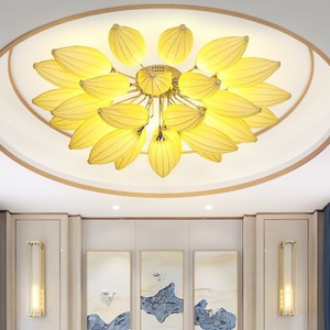 Plafonnier de style chinois, design lotus, 20-30 m², salon, chambre, hôtel, éclairage à économie d'énergie, commande par interrupteur, surface de montage - Product Image 2