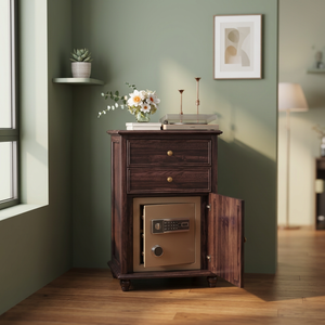 Coffre-fort de luxe en bois massif avec lecteur d'empreintes digitales, armoire de sécurité anti-effraction et ignifuge pour la maison - Product Image 4