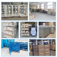Chariot en treillis métallique pliable en acier galvanisé électrostatique Q235 à quatre roues, conteneur industriel HDNT