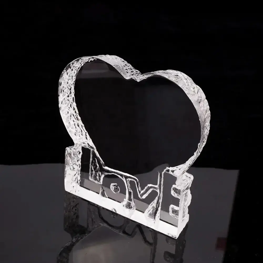 Honor Of Crysal grosir pernikahan kustom bentuk hati K9 kaca kristal pernikahan 3d kristal kosong