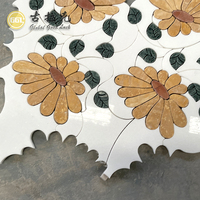 Goodluck– carreaux de mosaïque en marbre à jet d'eau jaune pour mur ou sol