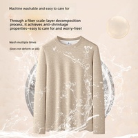 Kaos Lengan Panjang 280 GSM Double Sided Brushed Fleece Anti-Pilling, Dapat Dicuci Mesin, Lembut, Hangat, dan Tebal