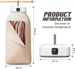 Rak pengering pakaian elektrik portabel, Rak pengering pakaian kecil elektrik portabel, gantungan cerdas, Pengering pakaian perjalanan