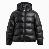 Veste d'hiver pour homme, noire, à capuche, style puffer, fermeture éclair, alternative au duvet