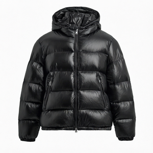 Chaqueta acolchada ligera con capucha para hombre, negra, de invierno, alternativa al plumón, cálida, informal, con cremallera, para exteriores, al por mayor - Product Image 1
