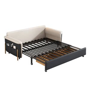 <span class=keywords><strong>Divano</strong></span> <span class=keywords><strong>Letto</strong></span> Curvo Pieghevole con Ampio Vano Contenitore Laterale, Bracciolo Funzionale e Altezza Rialzata per Matrimoni - Product Image 5
