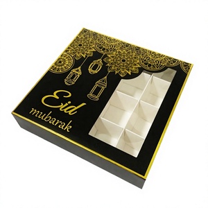 Wholesale Eid Mubarak Art Paper Bronzing Recyclable Luxury Cookie & Candy Rigid <b>Boxes</b> with Sponge Lining and Custom Logo - Product Image 2