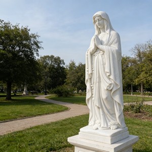 Estatua Religiosa de la Virgen María de Tamaño Real, Hecha a Mano, de Mármol Blanco Natural Europeo, para Jardín o Iglesia - Product Image 1