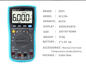 Multímetro Digital ZOYI VC17B+, Herramienta de Medición Electrónica de Alta Precisión - Product Image 2