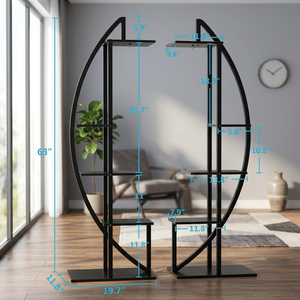 Étagère à livres ovale en bois, design minimaliste, cinq niveaux, type sur pied, meubles de salon - Product Image 2