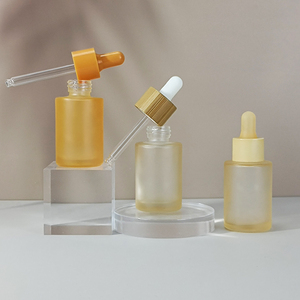 Luxury Cosmetic Glass Packaging 20ml 30ml 60ml Flat Shoulder Serum <b>Bottle</b> Cylinder Orange Dropper <b>Bottle</b> Screen Skin Care Cream - Product Image 2