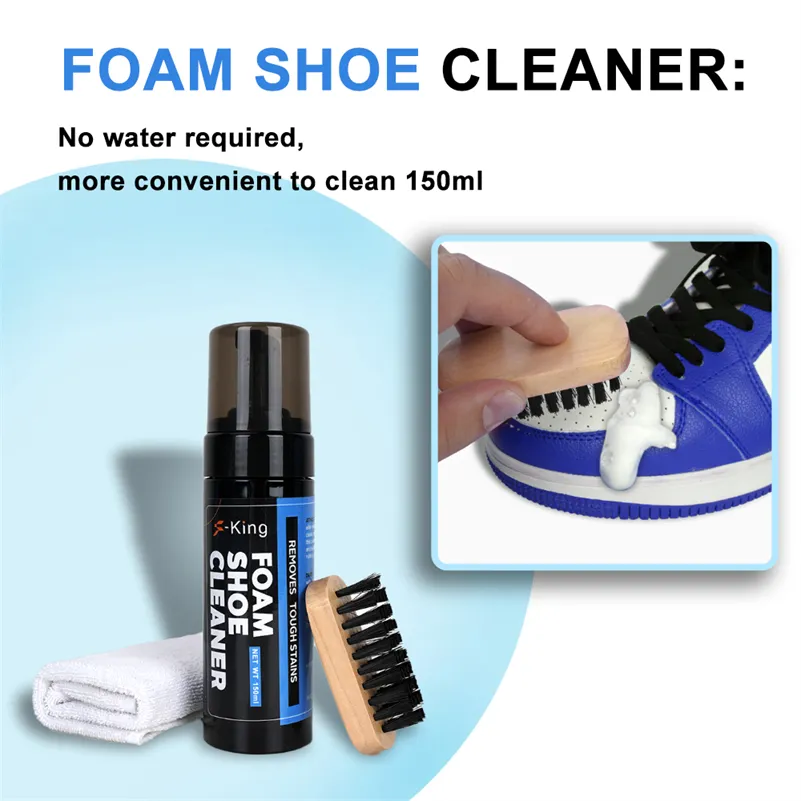 S-King Natural Color Enlever les taches de chaussures Nettoyant pour baskets avec brosse Kit de nettoyage de chaussures en mousse en gros