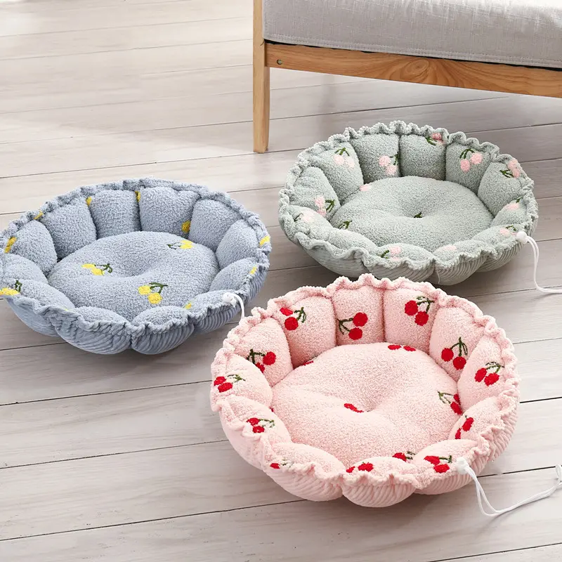 hot selling Petal shape dog and cat nest Dual purpose adjustable warm plush pet nest bed