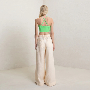 Nuovi arrivi biancheria con coulisse vita larga gambe caviglie spacca pantaloni da donna giacca abito - Product Image 6