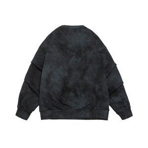 男士扎染圆领 T 恤运动衫棉质长袖休闲大码宽松版型落肩 6XL 7XL - Product Image 5