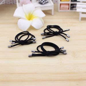 Coleteros Negros con Extremos Metálicos, Bandas Elásticas para el Cabello con Nudos para Uso Diario, Accesorios para el Cabello para Mujeres y Niñas - Product Image 2