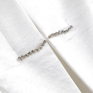 Women's White Three Quarter Sleeve Blazer Lightweight Solid Color Polyester Breathable Spring Summer Professional Casual Fit - Product Image 3