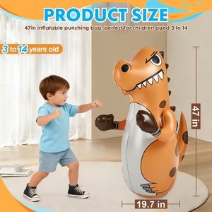 Sac de frappe gonflable dinosaure ultime pour enfants, 47 pouces, sac de frappe gonflable pour les 3 à 14 ans, jouet rebondissant, cadeau - Product Image 2