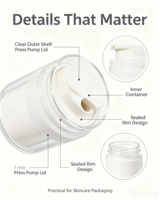 Pot vide sans air pour crème, 15ml 30ml 50ml, en plastique transparent, sous vide, pour crème visage et hydratant de soin – Vente en gros