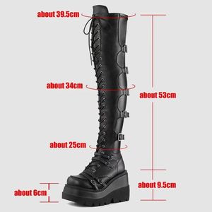 Dark Over-the-Knee High Top Subculture Knight <strong>Boots</strong> <strong>Gothic</strong> Platform Thick-Soled Stiletto Heels Height Increasing for Punk - Product Image 4