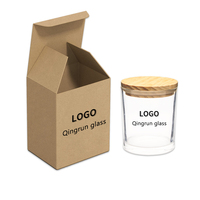 Pot à bougie vintage transparent givré noir mat blanc en verre 8 oz 10 oz avec couvercles pour faire des bougies