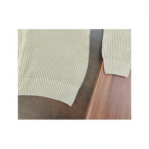 Beige Ribbed Zip up <b>Men's</b> Solid 100% Cotton Sweater Mock Neck <b>Cardigan</b> <b>Long</b> Sleeve Pullover Winter Casual Wear - Product Image 5