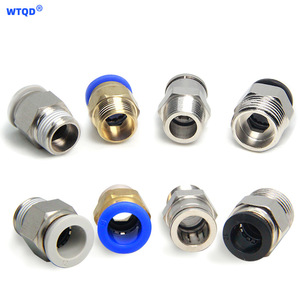 Raccord pneumatique rapide Wentai, coupleur pneumatique à filetage externe droit PC8-02, connecteur nickelé plaqué cuivre - Product Image 2