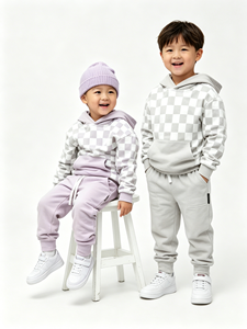Conjuntos de Ropa Infantil con Logotipo Personalizado, Sudadera con Bolsillo a Cuadros, Sudadera con Capucha para Bebé, Pantalones Deportivos, Ropa Deportiva Personalizada para Niños - Product Image 3