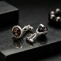 Boutons de manchette personnalisés rotatifs en forme de globe terrestre, en émail argenté et cuivre, pour chemise de ville, cadeaux pour hommes