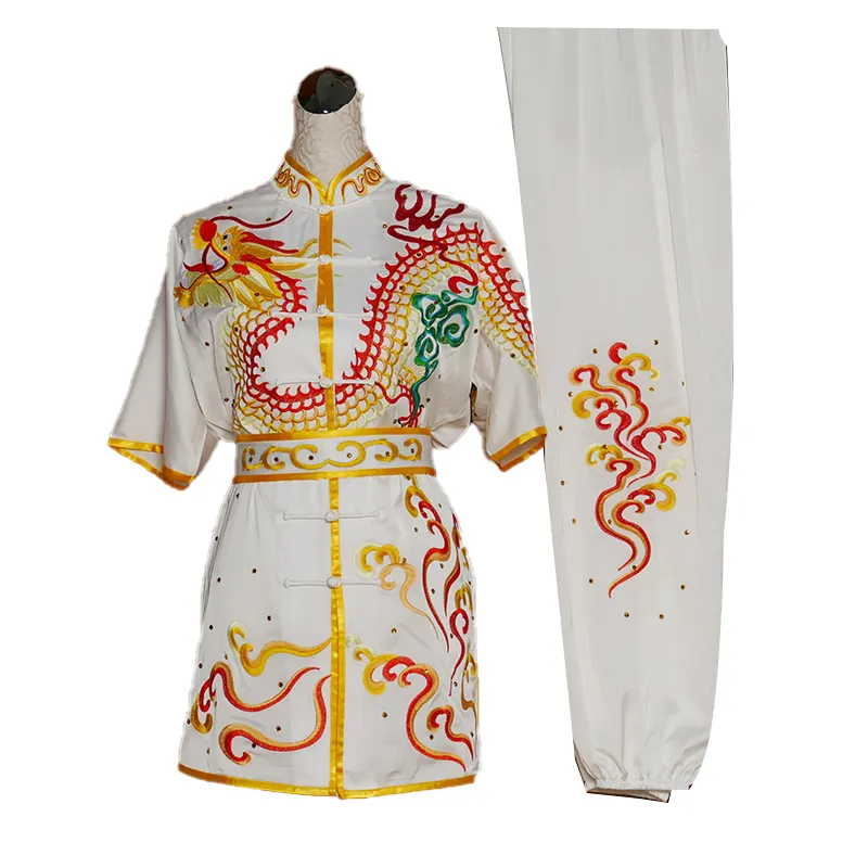 Kualitas tinggi dewasa anak Kungfu Wushu Taiji pakaian Taiji seragam Chushu naga putih