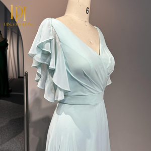 2024 verano azul hielo cuello en V <span class=keywords><strong>vestido</strong></span> de noche <span class=keywords><strong>para</strong></span> mujer <span class=keywords><strong>para</strong></span> boda <span class=keywords><strong>dama</strong></span> de honor graduación baile cena fiestas tamaño XL - Product Image 4