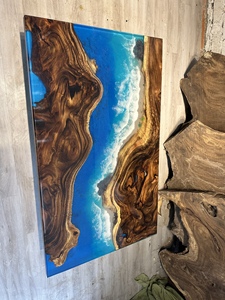 Prix bon marché Dessus de table en bois fabriqué à la main avec finition époxy résine fabriqué au Vietnam pour les intérieurs de cafés et de villas de luxe - Product Image 6