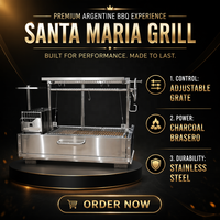 Barbecue au charbon Santa Maria en acier inoxydable avec brasero - Barbecue portable pour les fêtes et une utilisation extérieure moderne
