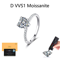 Bague en moissanite 1,2 carats en forme de cœur VVS1 D, en argent sterling 925, bague de fiançailles pour femmes avec certification GRA, bijoux en gros