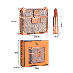 Ensemble de rouges à lèvres mats minéraux à 3 couleurs avec étiquette privée personnalisée, avec sac à chaîne dorée, végan et sans cruauté, longue durée - Product Image 5