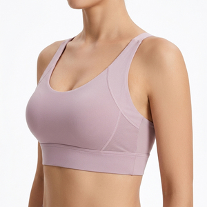 Soutien-gorge de sport pour <span class=keywords><strong>femme</strong></span>, effet seconde peau, <span class=keywords><strong>dos</strong></span> croisé, sans armatures, rembourré, respirant, écologique, une pièce, pour yoga, pilates et entraînement, avec logo personnalisé - Product Image 1