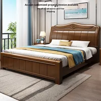 Lit simple 1,5 m en chêne massif, design moderne, ensemble chambre d'hôtel avec coffre de rangement haut, tailles personnalisables, vente en gros pour mariages et hôtels