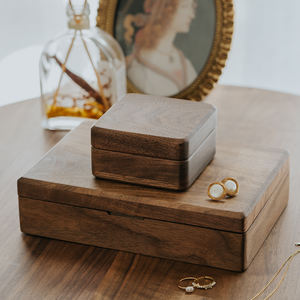 Casa Natural al por mayor pequeño organizador de viaje de madera de nogal negro caja de almacenamiento joyero para pendientes collar anillo - Product Image 5