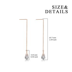 925 in argento rosa placcato oro rosa con zirconi con catena a goccia <span class=keywords><strong>orecchini</strong></span> pendenti lunghi da donna - Product Image 2